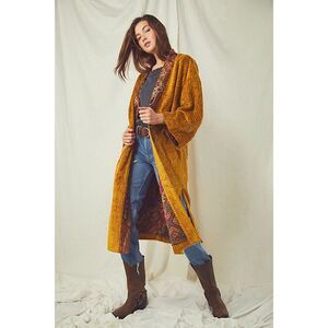 Free People Textured Corduroy Delphine Coat Maxi Duster Kimono $700 M/L